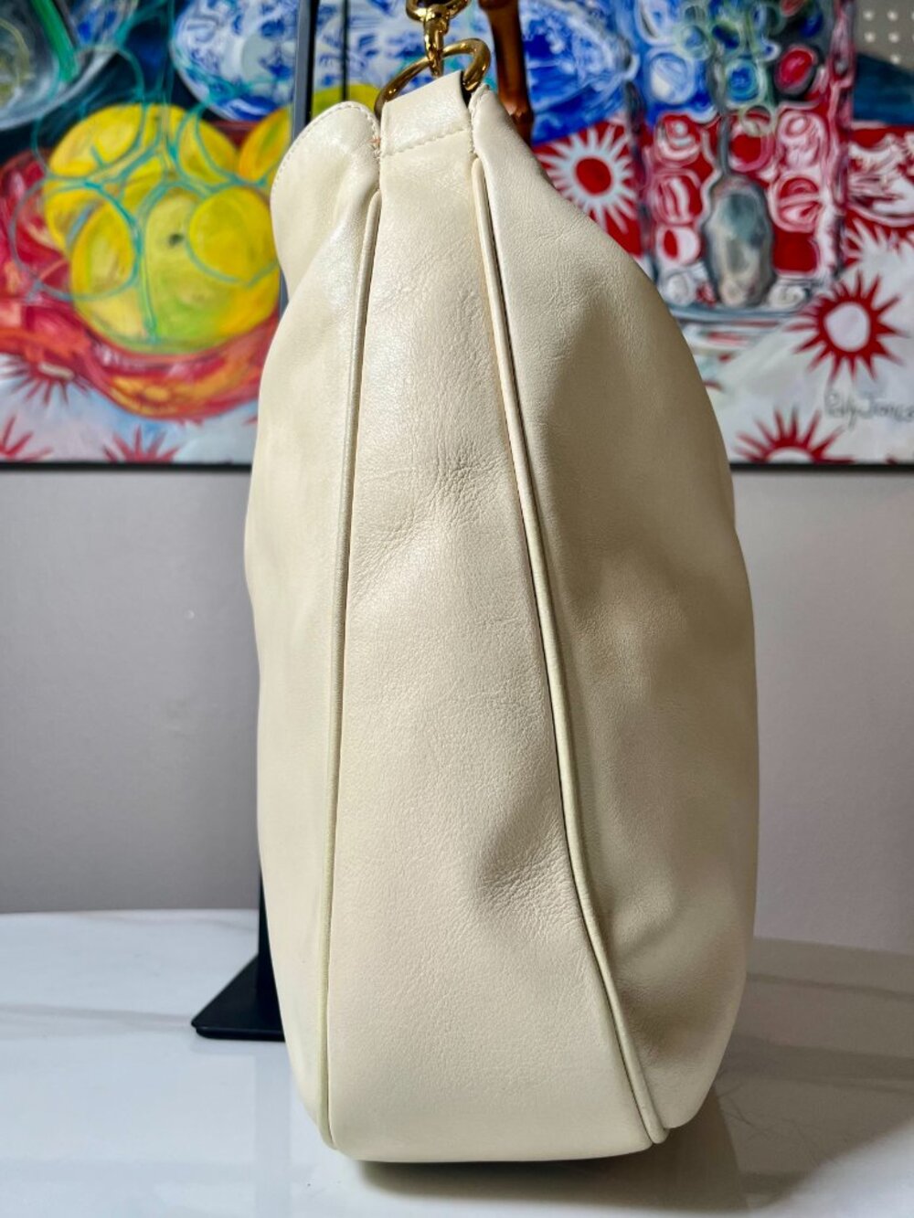 Gucci Tom Ford Vintage Y2K Bamboo Cream Calf Leather Hobo - Picture 4 of 16